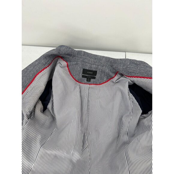 J.Crew 2 Dalton Herringbone Blazer Linen Blend Gold Buttons Gray Preppy Academia - Picture 4 of 11